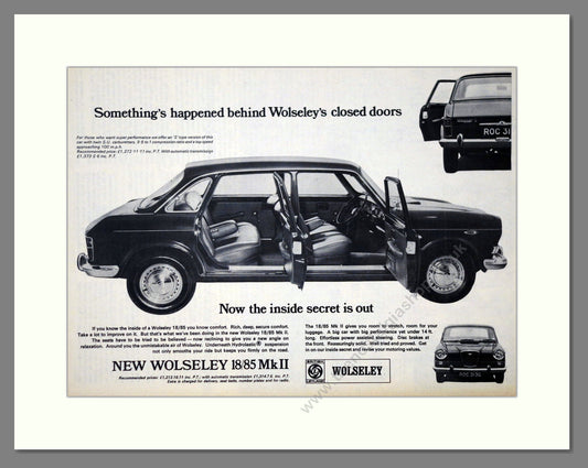 Wolseley - 18/85 MkII. Vintage Advert 1969 (ref AD61599)