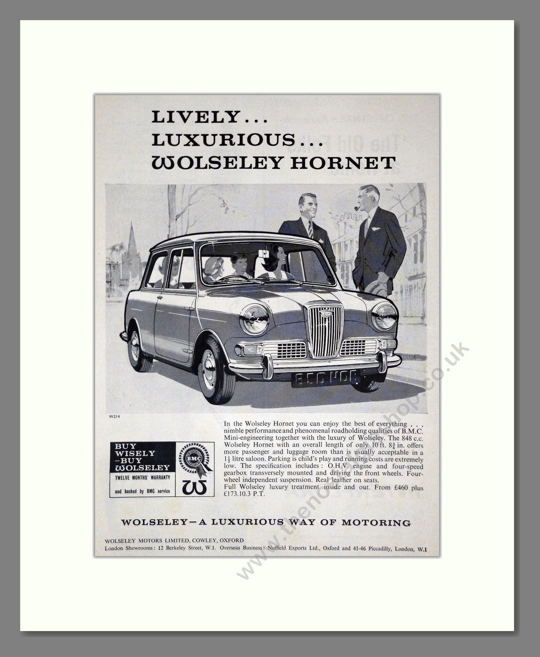 Wolseley - Hornet. Vintage Advert 1962 (ref AD61606)
