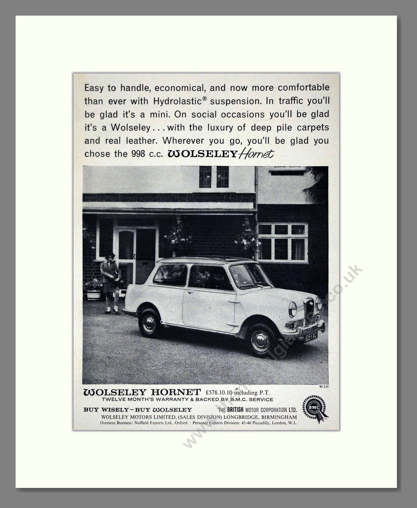 Wolseley - Hornet. Vintage Advert 1964 (ref AD61608)