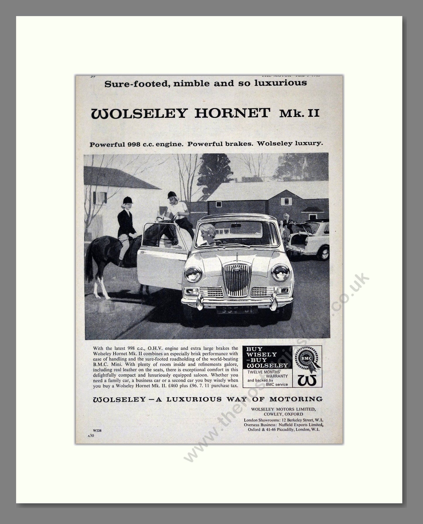 Wolseley - Hornet Mk II. Vintage Advert 1963 (ref AD61611)