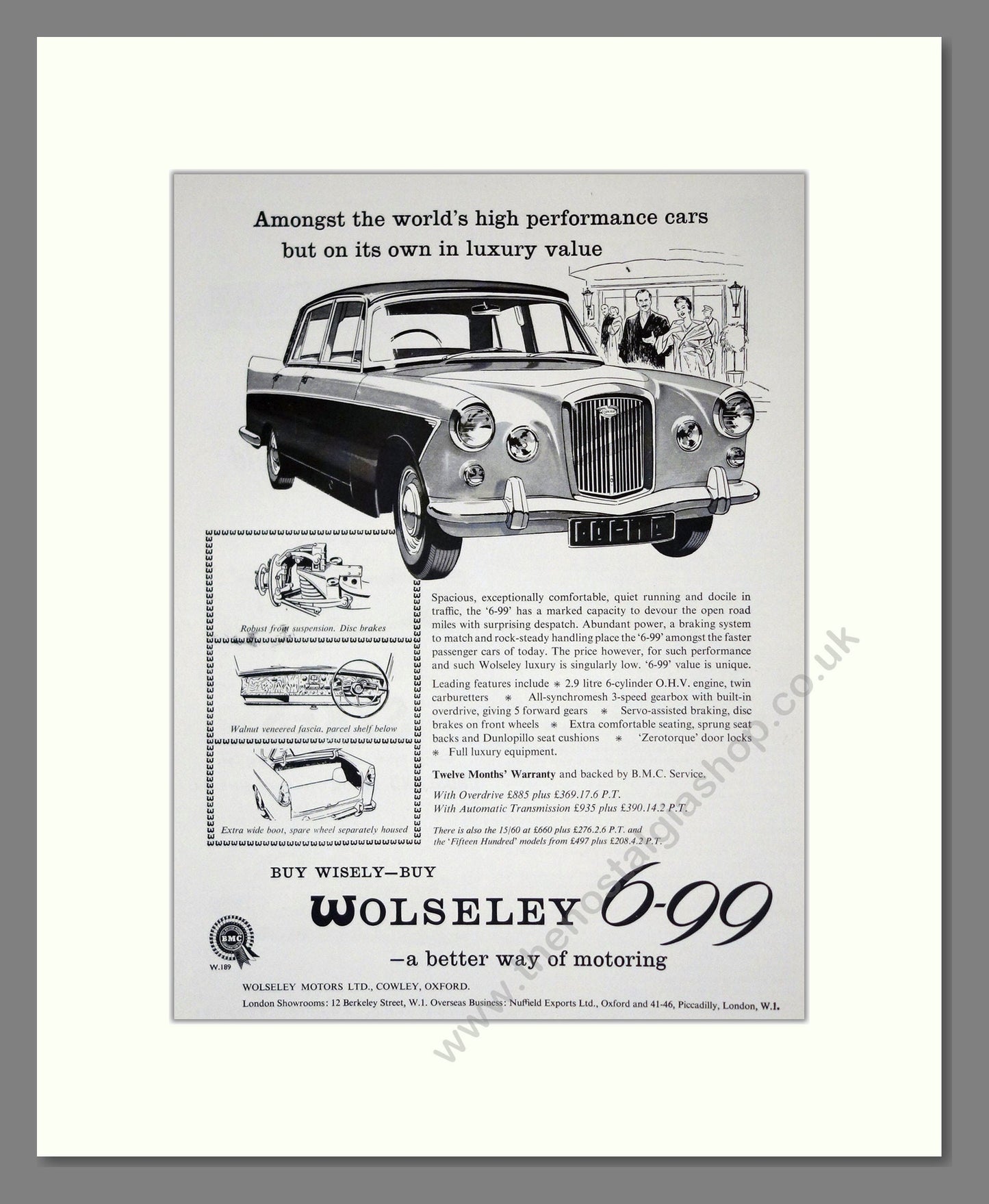 Wolseley - 6-99. Vintage Advert 1960 (ref AD61624)