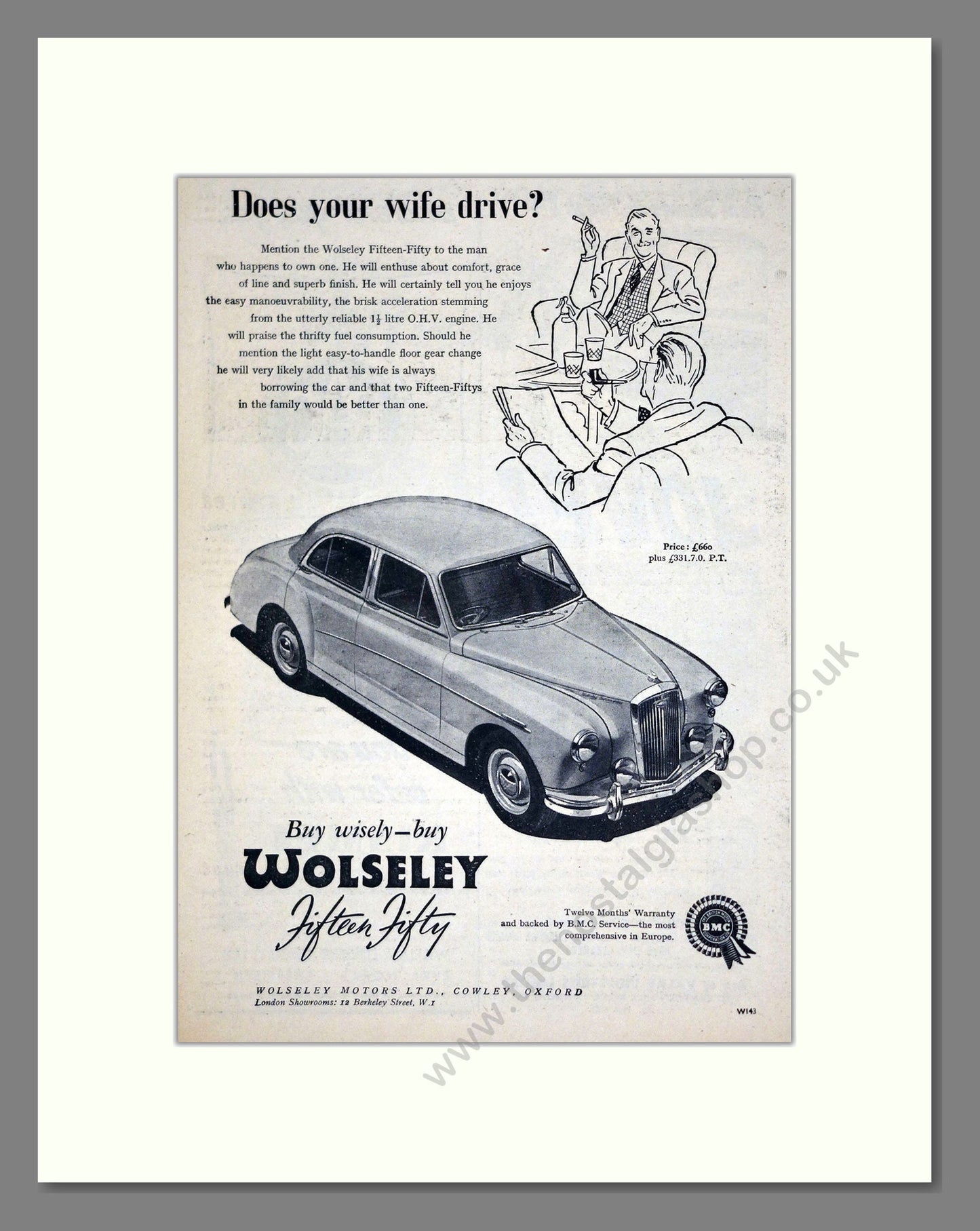 Wolseley - Fifteen-Fifty. Vintage Advert 1958 (ref AD61626)