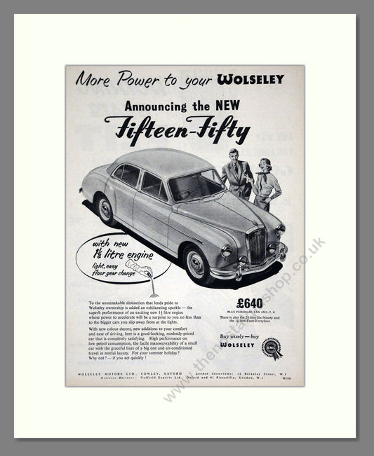 Wolseley - Fifteen-Fifty. Vintage Advert 1956 (ref AD61627)