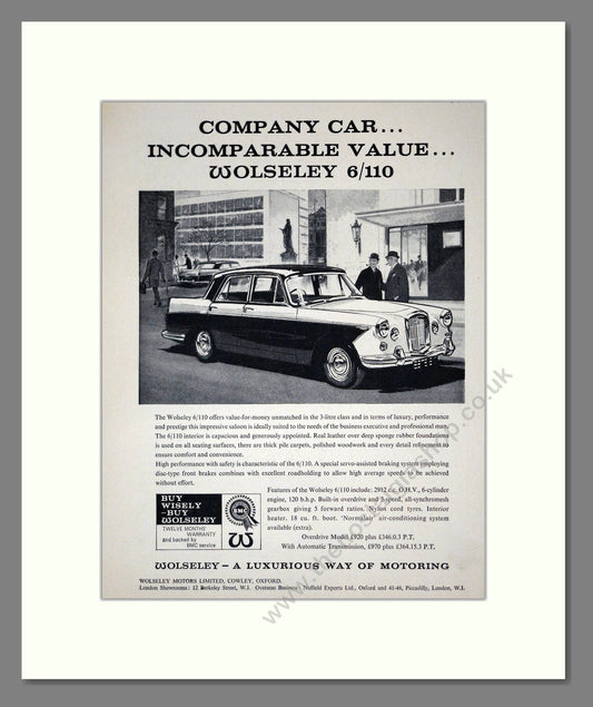 Wolseley - 6/110. Vintage Advert 1962 (ref AD61633)