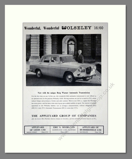 Wolseley - 16/60. Vintage Advert 1962 (ref AD61639)