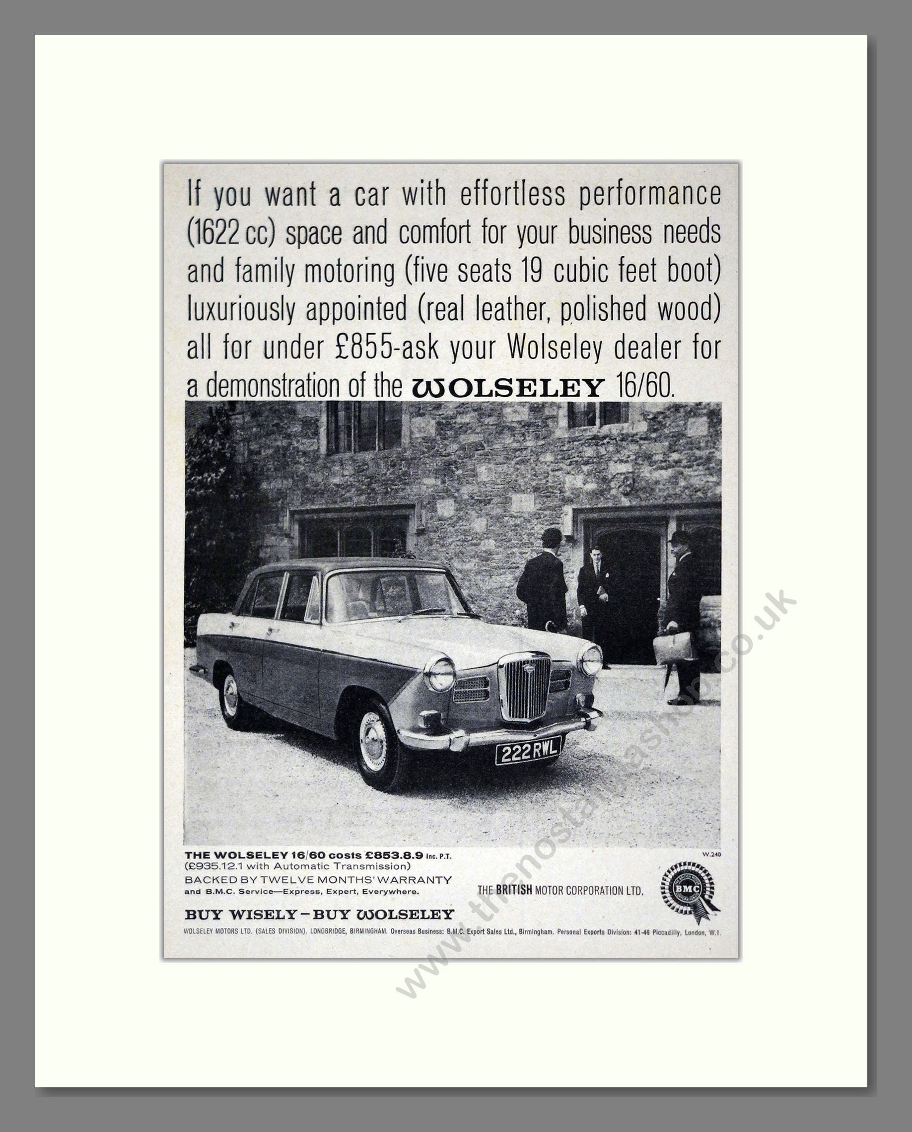 Wolseley - 16/60. Vintage Advert 1965 (ref AD61640)