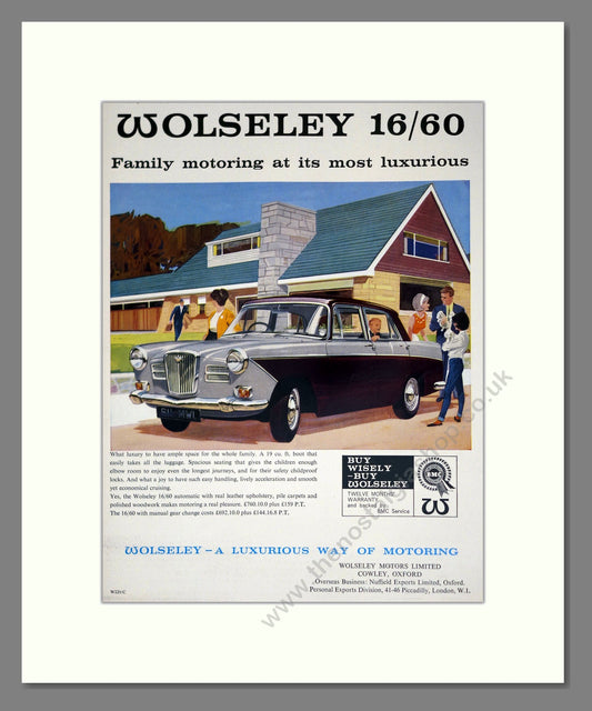 Wolseley - 16/60. Vintage Advert 1964 (ref AD61643)