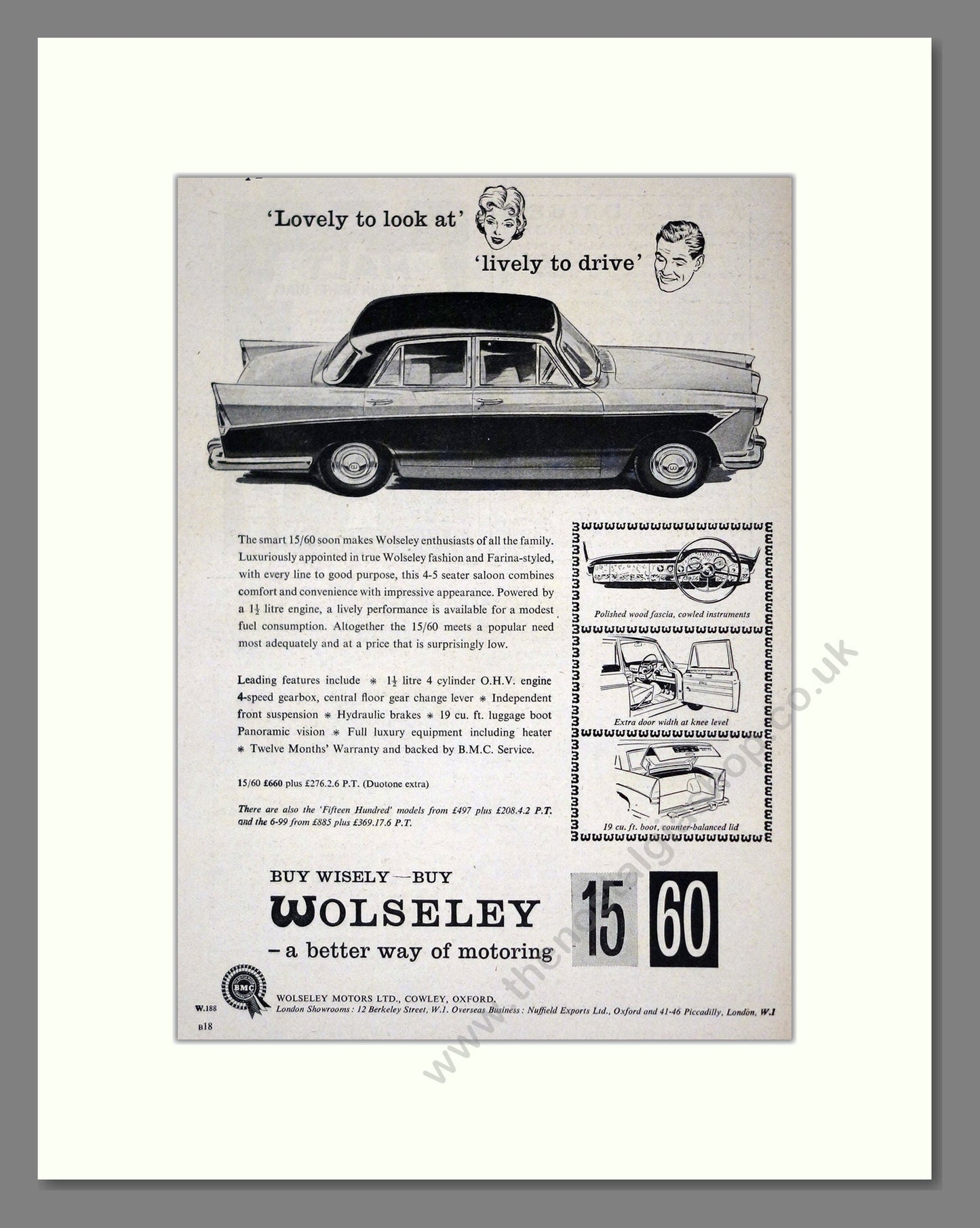 Wolseley - 15/60. Vintage Advert 1960 (ref AD61649)