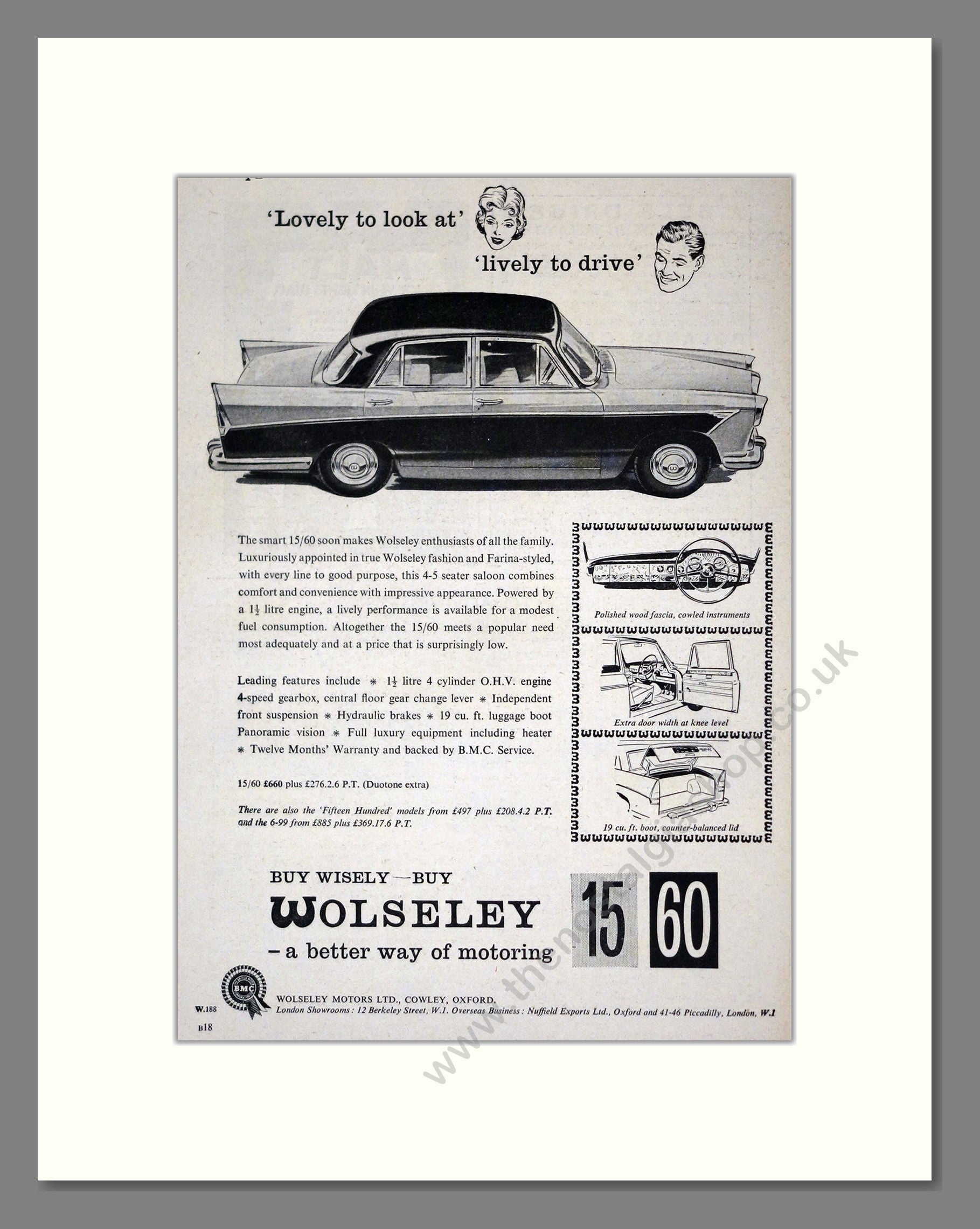 Wolseley - 15/60. Vintage Advert 1960 (ref AD61649)