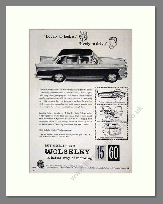Wolseley - 15/60. Vintage Advert 1960 (ref AD61649)