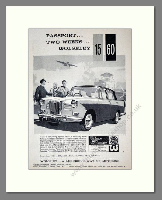 Wolseley - 15/60. Vintage Advert 1961 (ref AD61650)