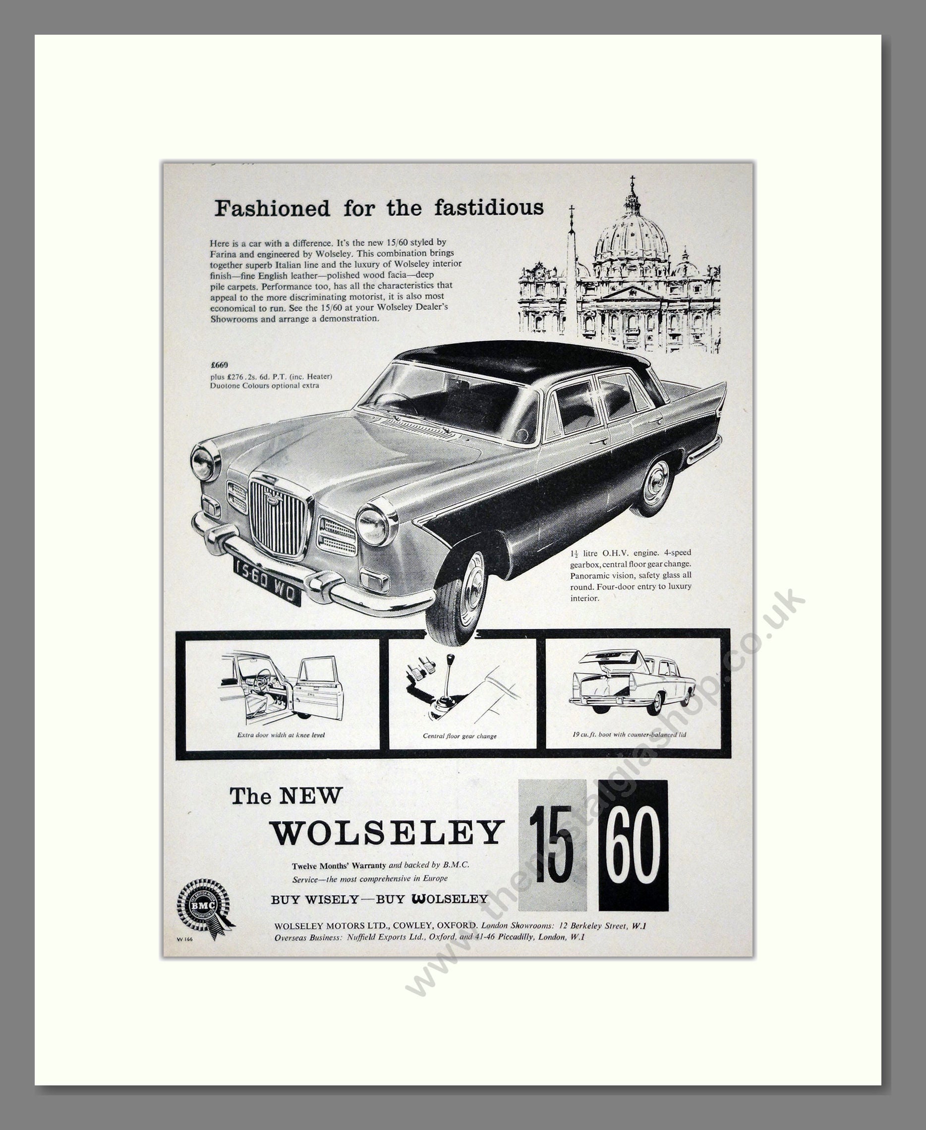 Wolseley - 15/60. Vintage Advert 1959 (ref AD61651)