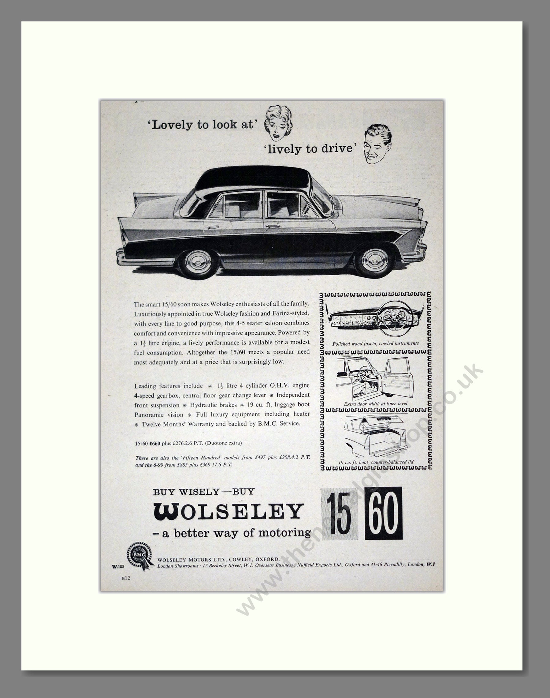 Wolseley - 15/60. Vintage Advert 1960 (ref AD61652)