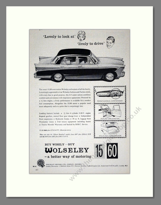 Wolseley - 15/60. Vintage Advert 1960 (ref AD61652)