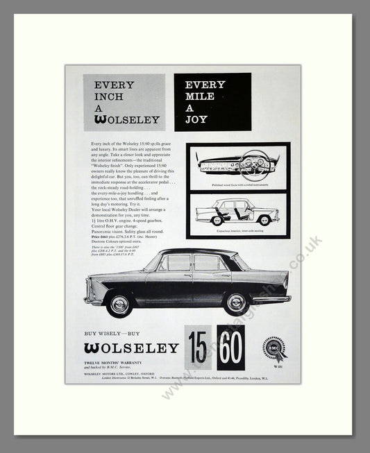 Wolseley - 15/60. Vintage Advert 1960 (ref AD61656)