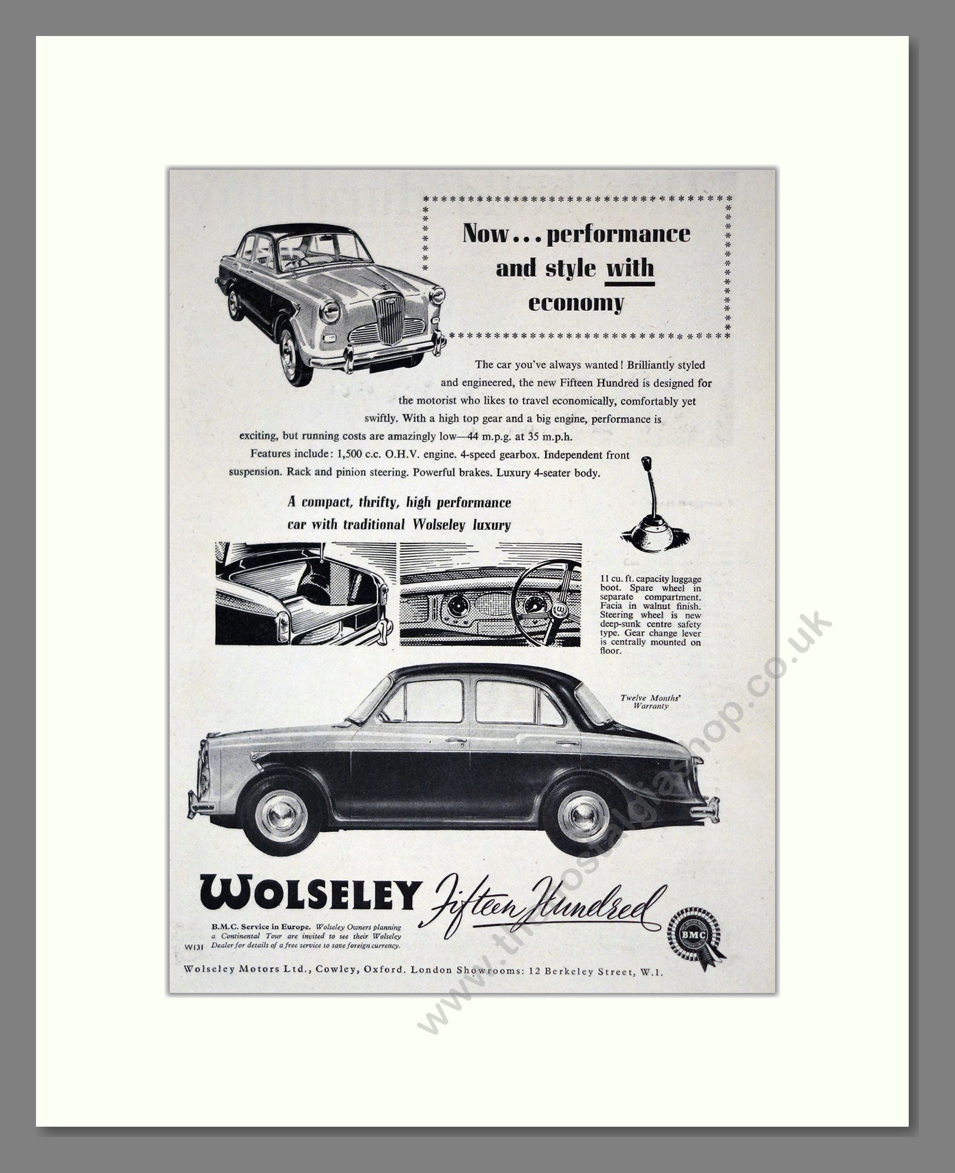 Wolseley - 1500. Vintage Advert 1957 (ref AD61661)