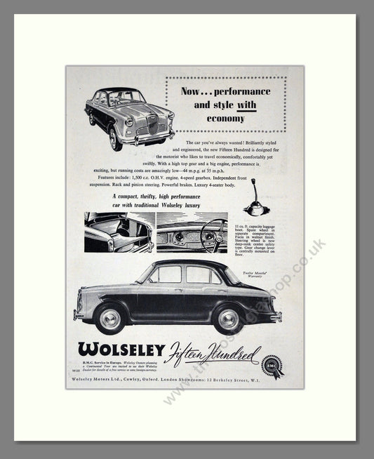 Wolseley - 1500. Vintage Advert 1957 (ref AD61661)