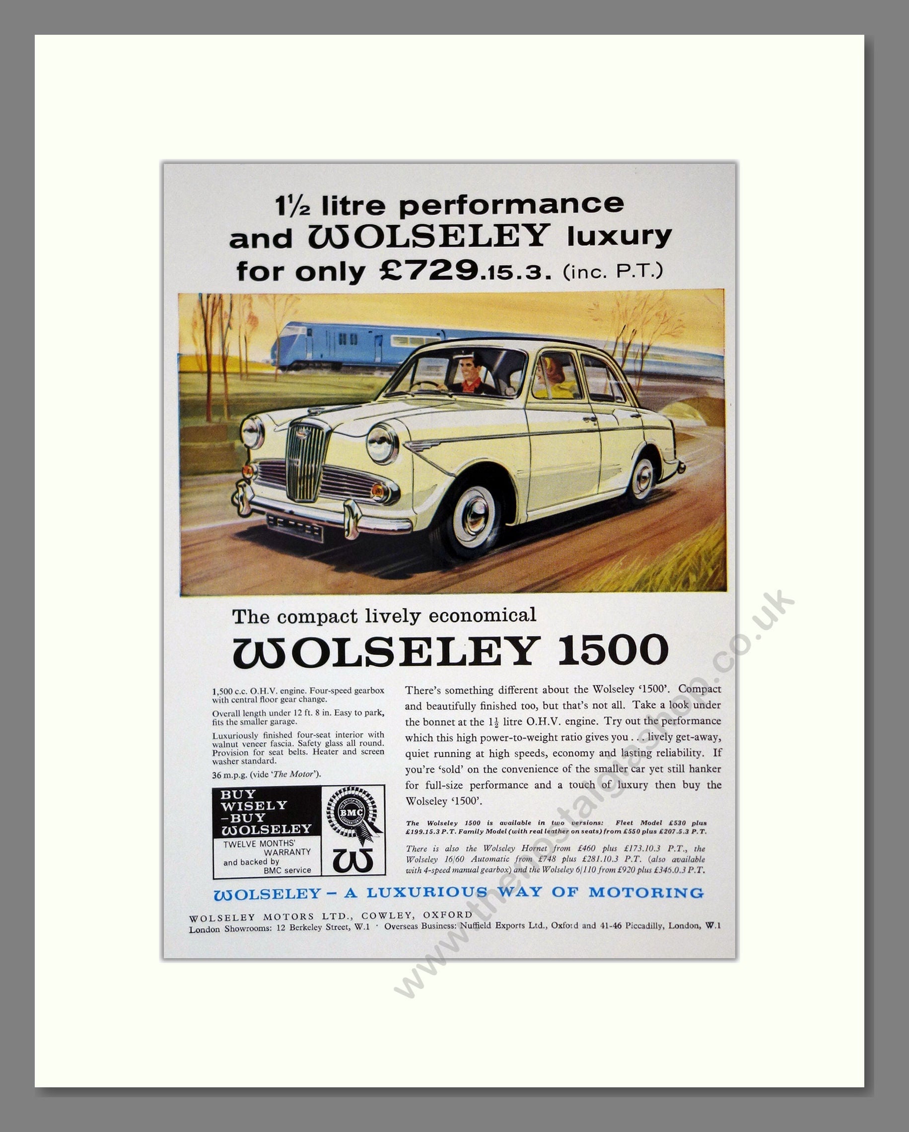 Wolseley - 1500. Vintage Advert 1962 (ref AD61664)
