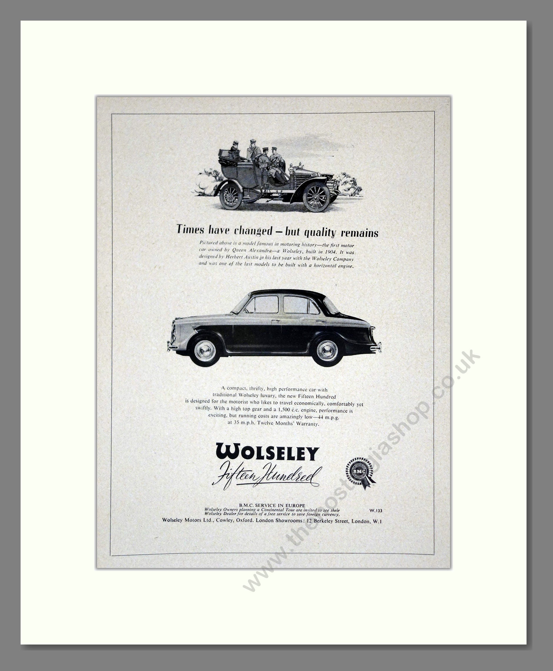 Wolseley - 1500. Vintage Advert 1958 (ref AD61665)