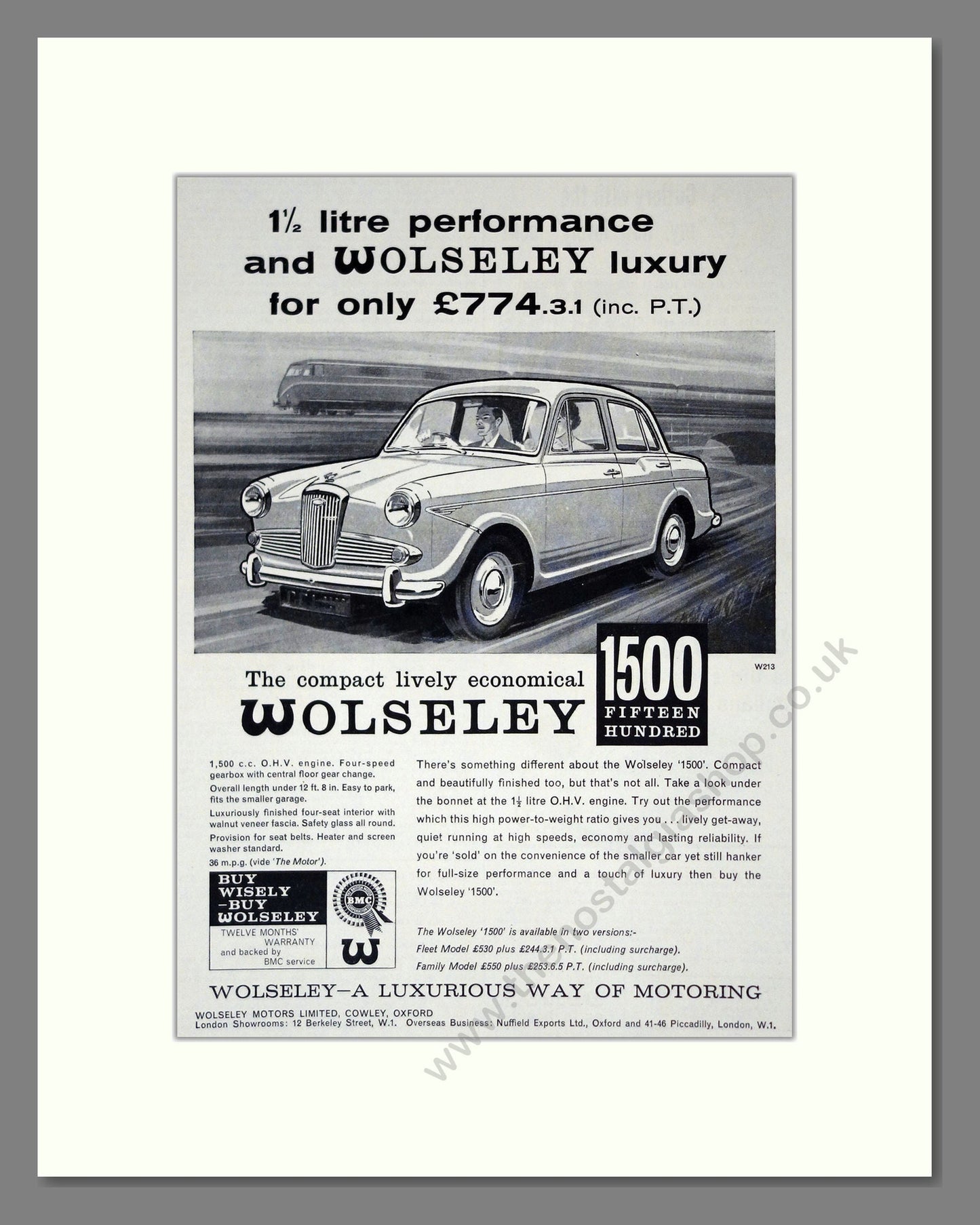 Wolseley - 1500. Vintage Advert 1962 (ref AD61666)
