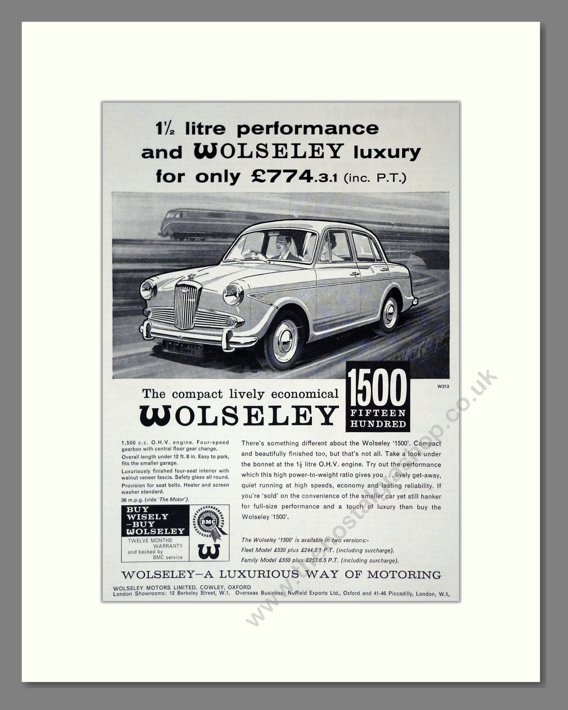 Wolseley - 1500. Vintage Advert 1962 (ref AD61666)