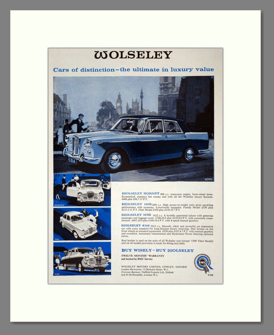 Wolseley - Hornet / 1500 / 16/60 / 6/110. Vintage Advert 1963 (ref AD61672)