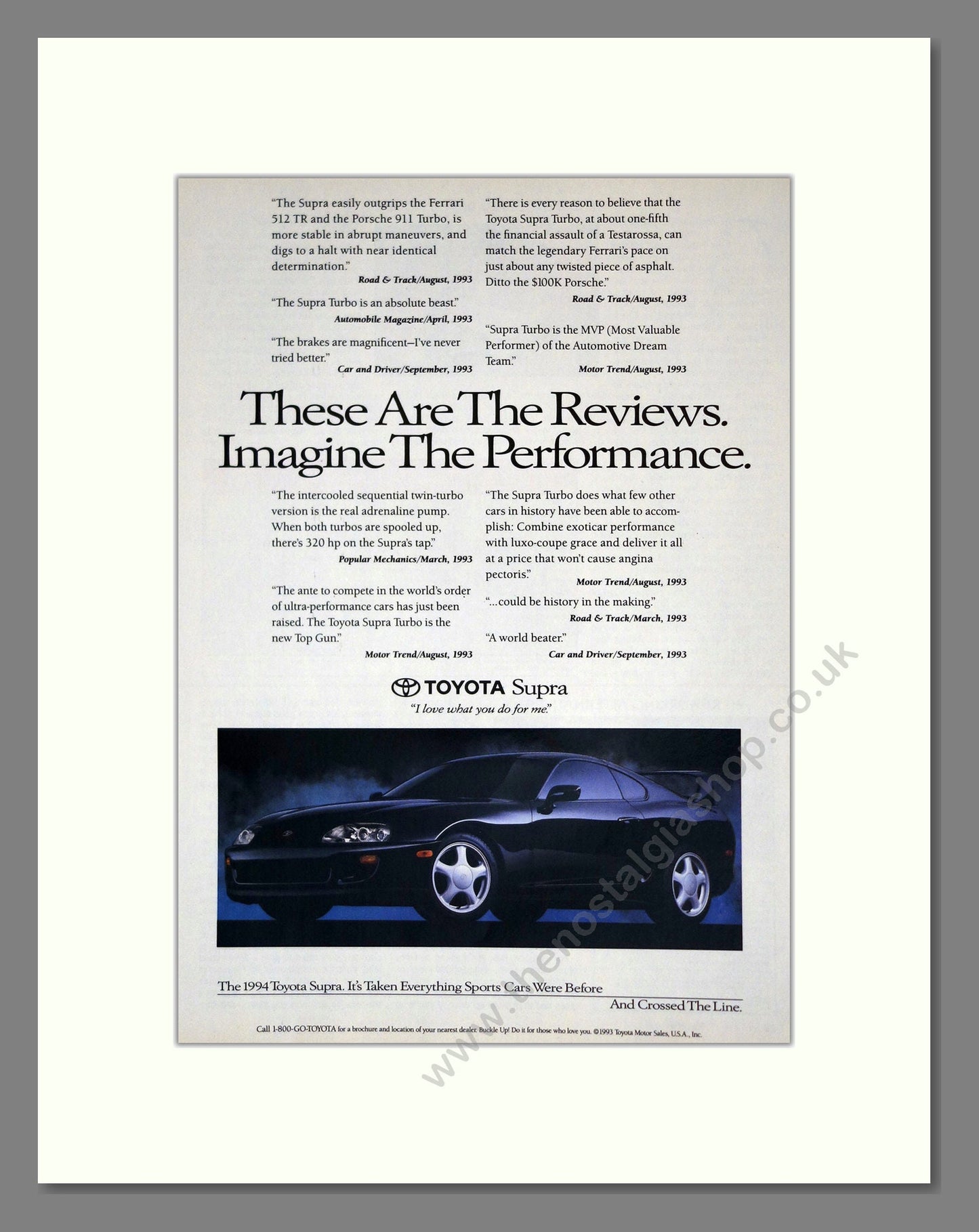 Toyota - Supra. Vintage Advert 1994 (ref AD61686)