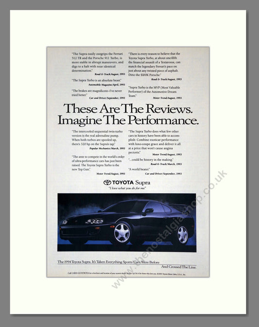 Toyota - Supra. Vintage Advert 1994 (ref AD61686)