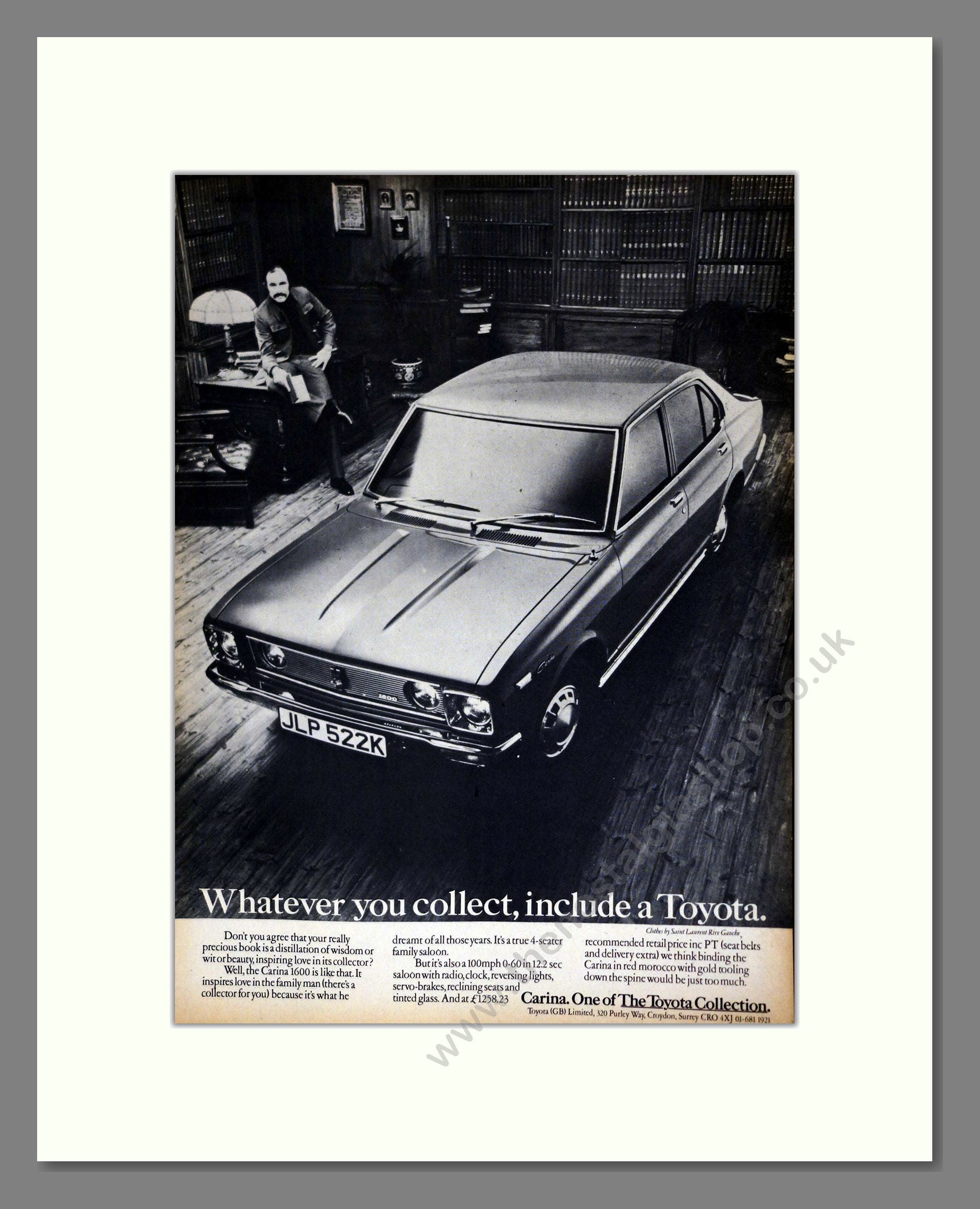 Toyota - Carina 1600. Vintage Advert 1972 (ref AD61707)