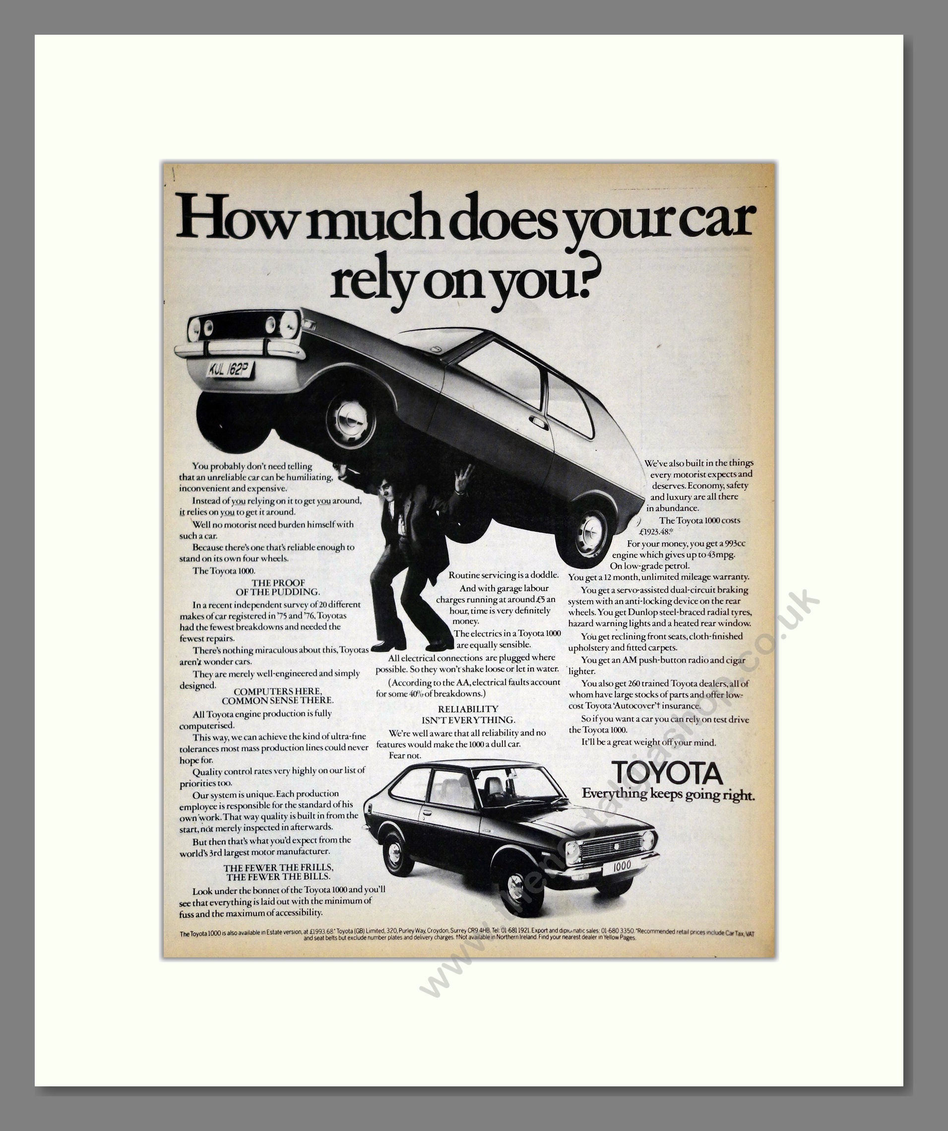 Toyota - 1000. Vintage Advert 1977 (ref AD61709)