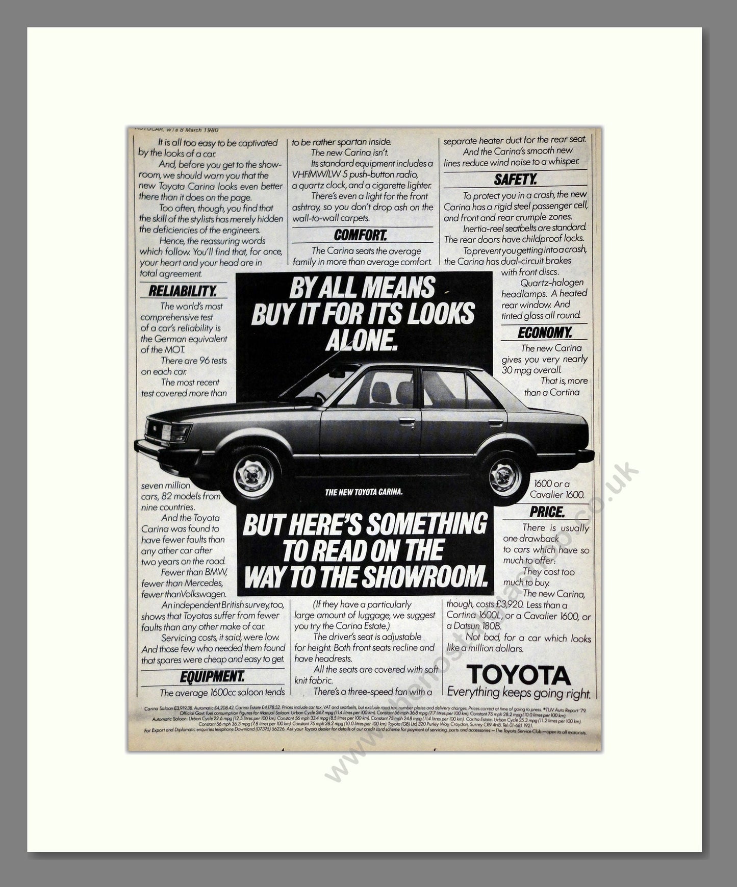 Toyota - Carina 1600. Vintage Advert 1980 (ref AD61711)