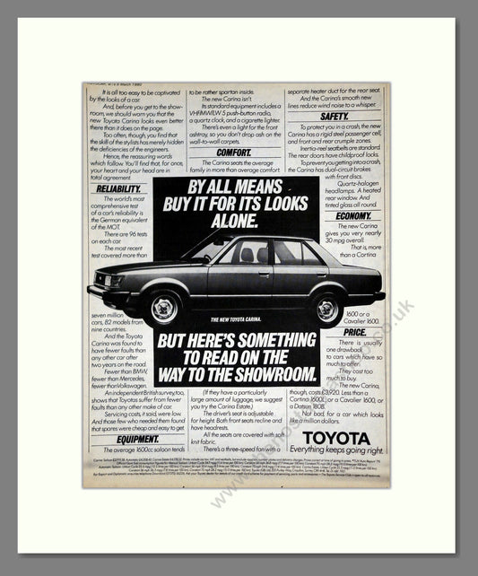 Toyota - Carina 1600. Vintage Advert 1980 (ref AD61711)