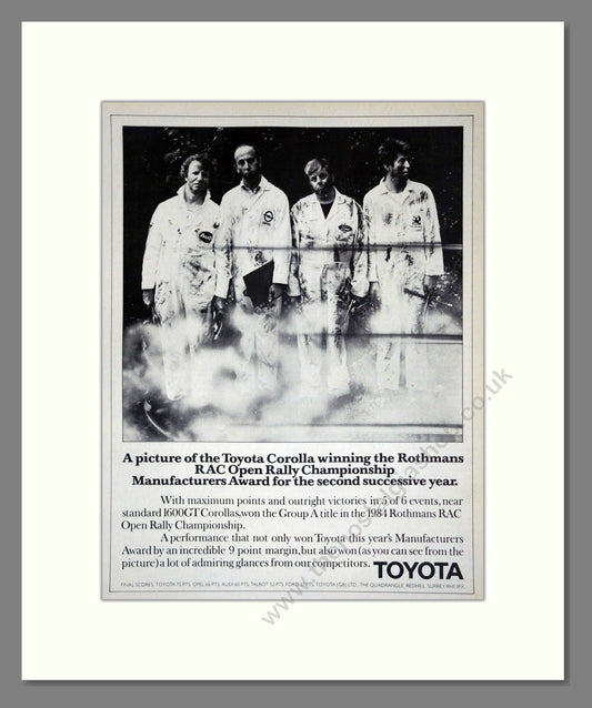 Toyota - 1600 GT Corolla Rally. Vintage Advert 1984 (ref AD61718)