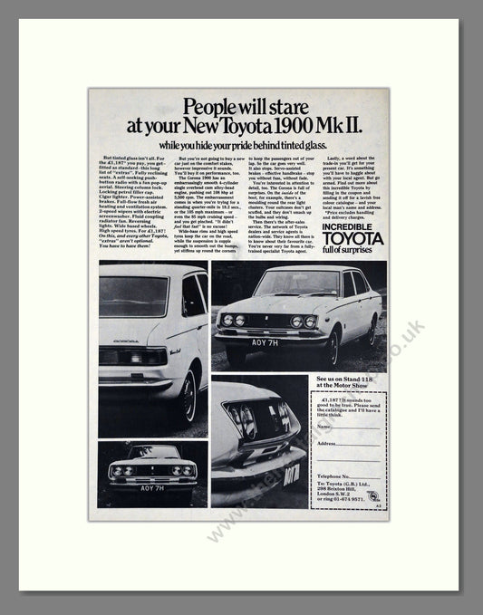 Toyota - 1900 MK II. Vintage Advert 1969 (ref AD61719)