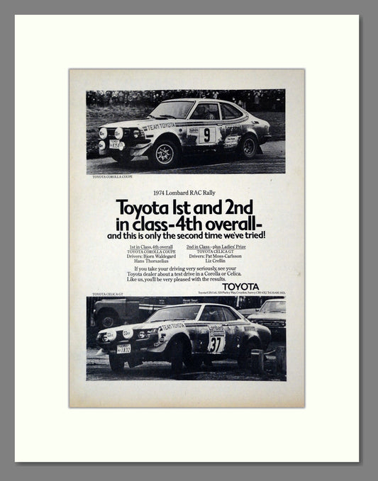 Toyota - Corolla / Celica Rally. Vintage Advert 1974 (ref AD61735)