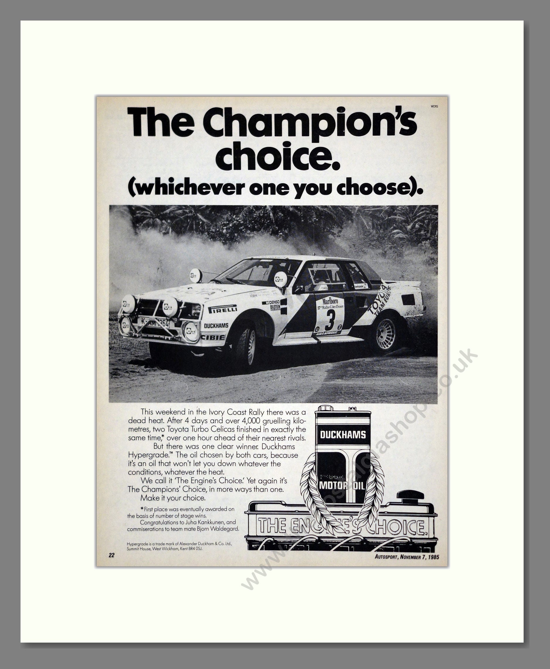 Toyota - Celica Rally. Vintage Advert 1985 (ref AD61737)