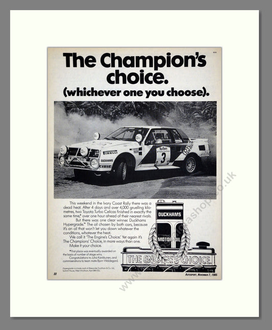 Toyota - Celica Rally. Vintage Advert 1985 (ref AD61737)