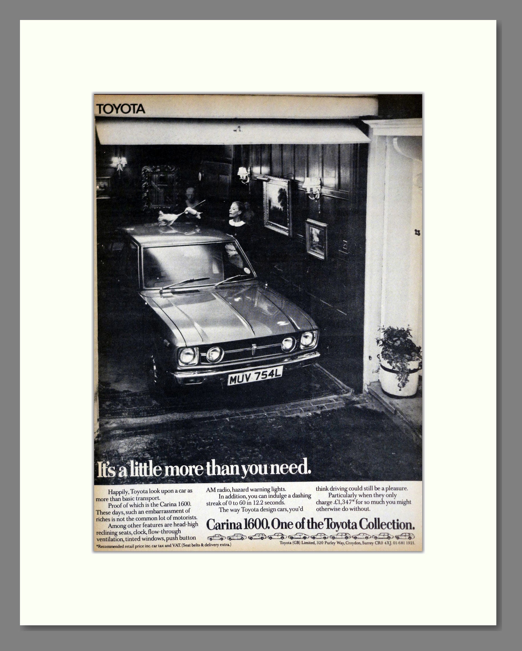 Toyota - Carina 1600. Vintage Advert 1973 (ref AD61738)