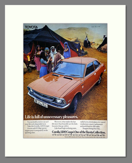 Toyota - Corolla 1200. Vintage Advert 1973 (ref AD61745)