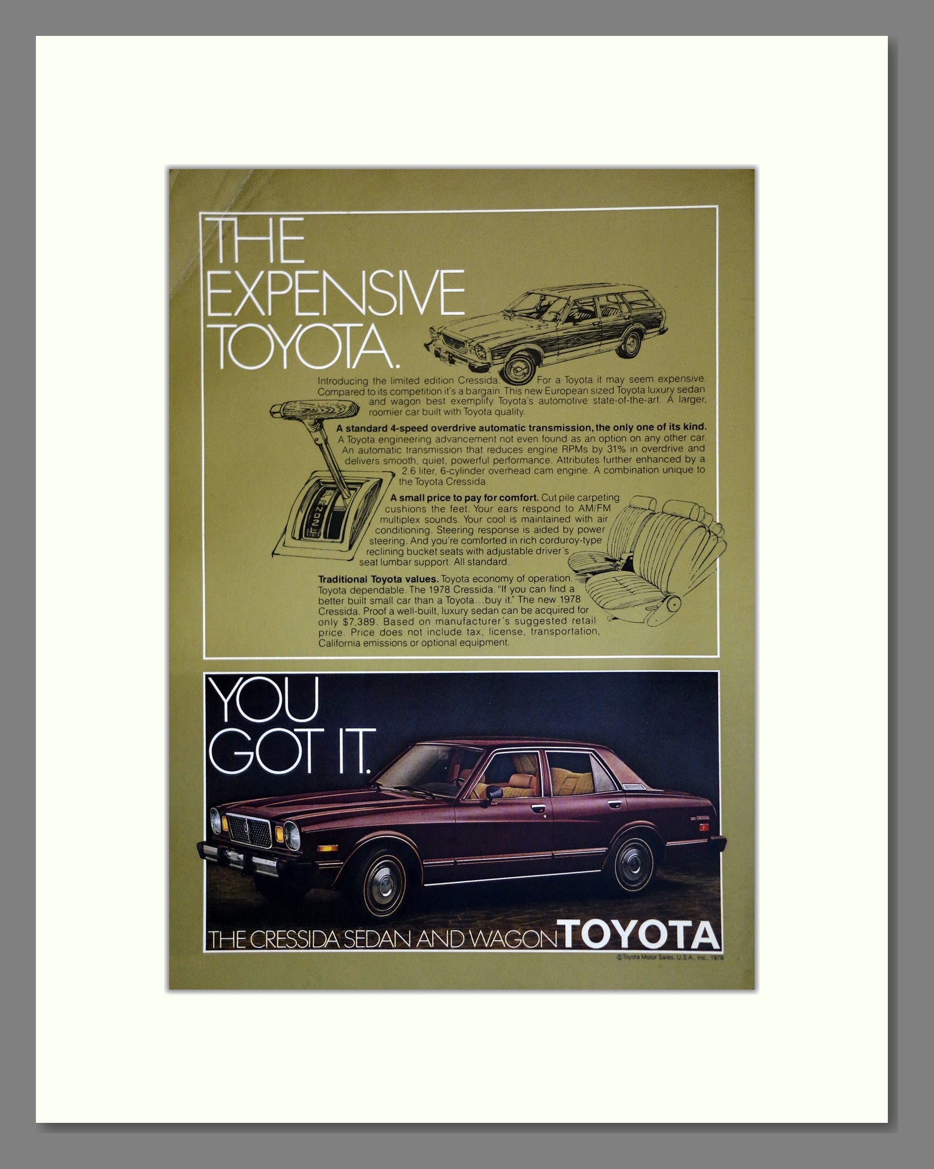 Toyota - Cressida Sedan. Vintage Advert 1978 (ref AD61758)
