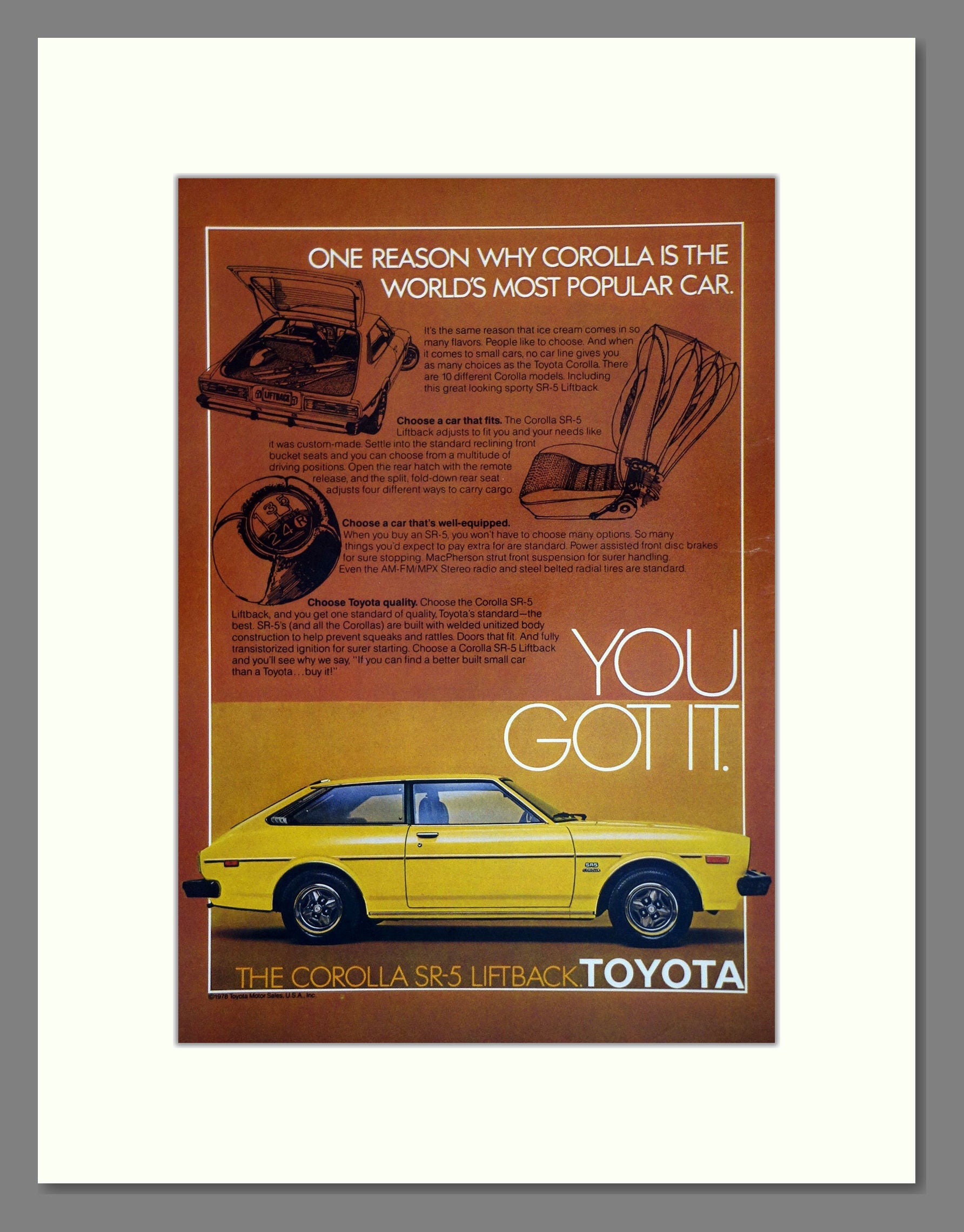 Toyota - SR-5 Liftback. Vintage Advert 1979 (ref AD61760)