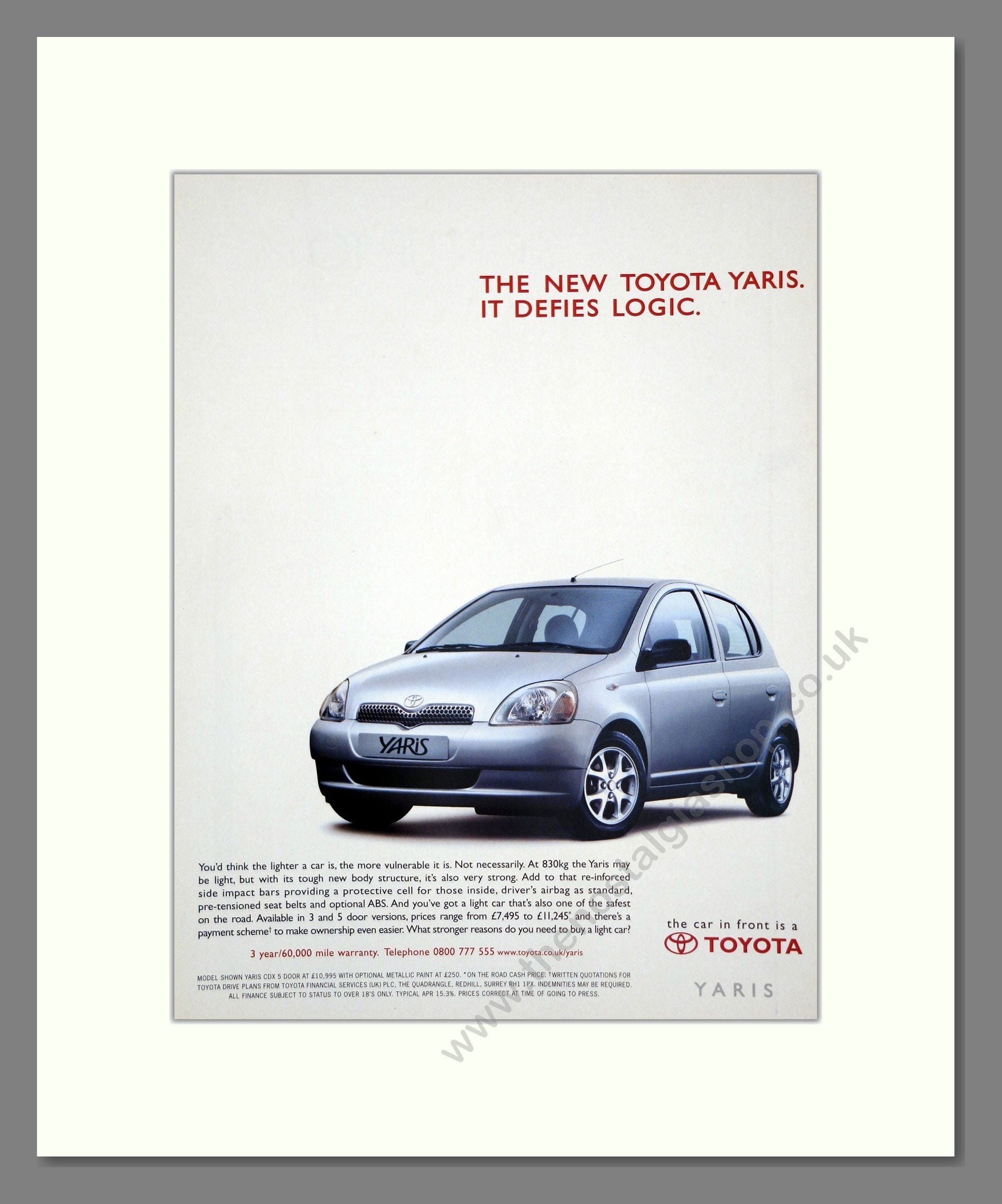 Toyota - Yaris. Vintage Advert 1999 (ref AD61769)