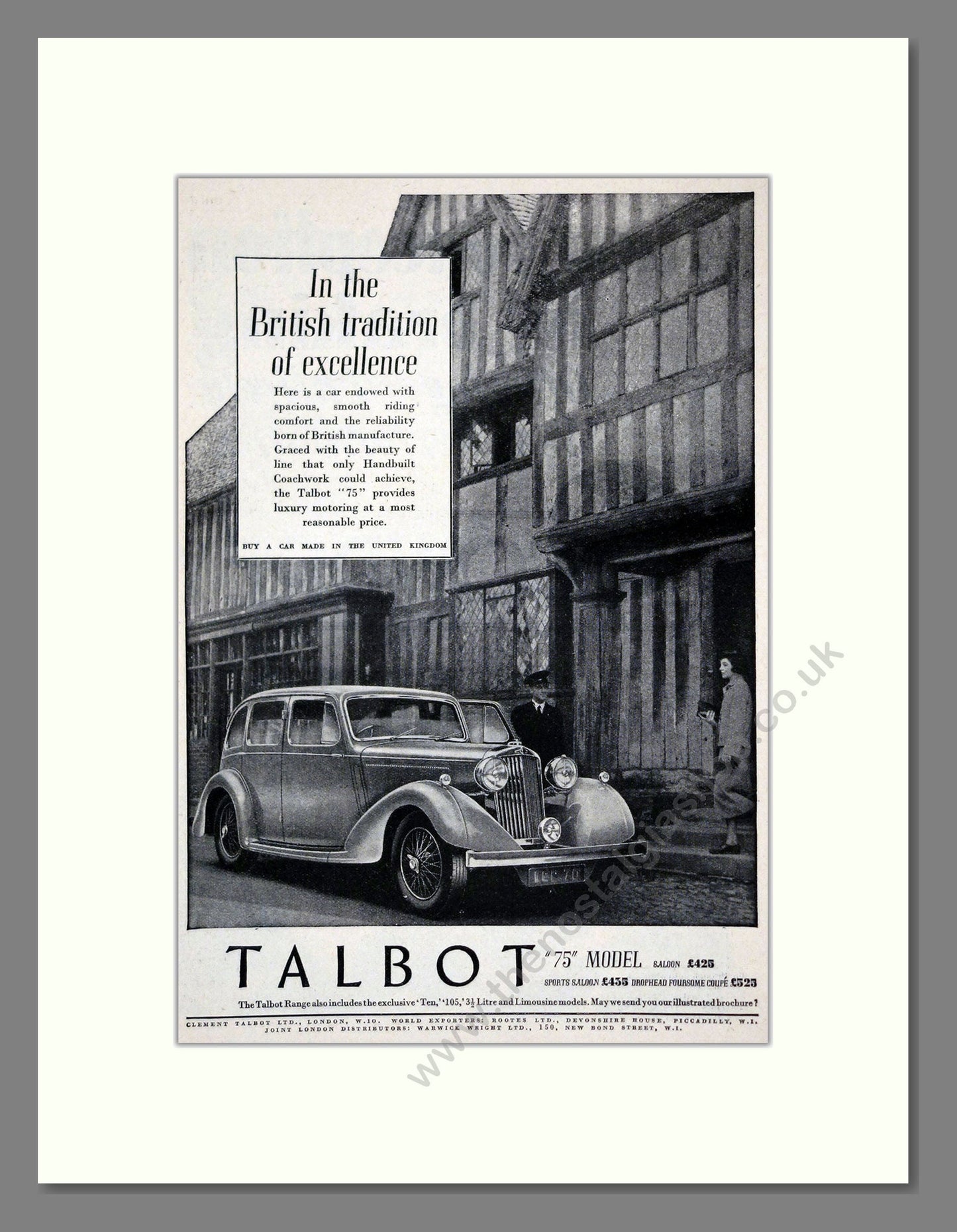 Talbot - 75. Vintage Advert 1936 (ref AD61793)