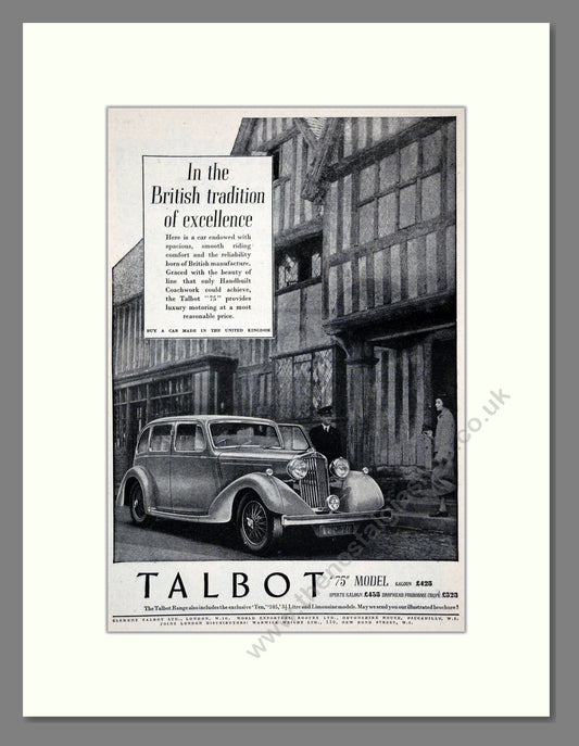 Talbot - 75. Vintage Advert 1936 (ref AD61793)