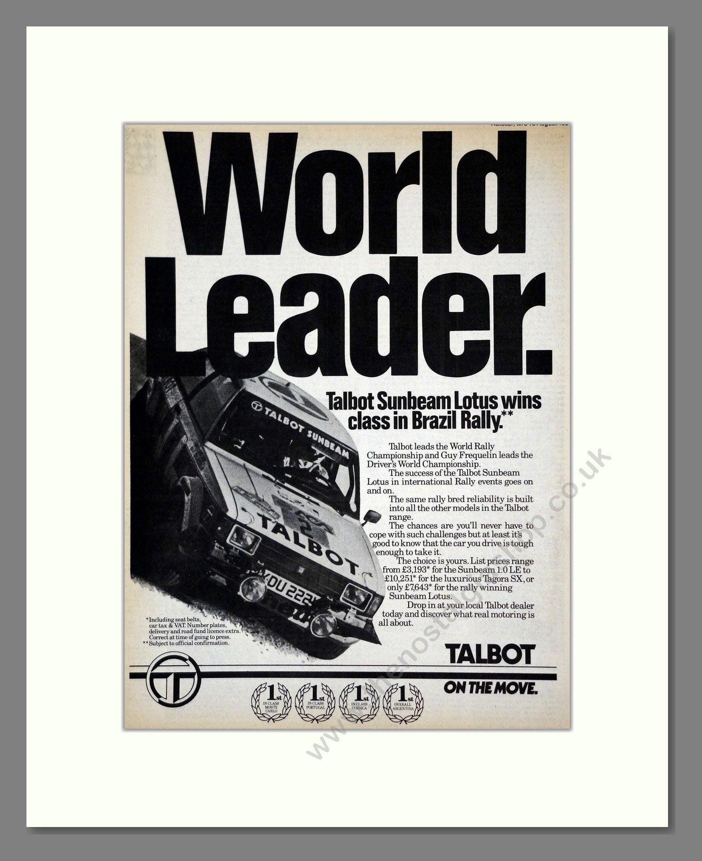 Talbot - Sunbeam. Vintage Advert 1981 (ref AD61795)