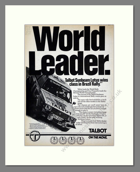 Talbot - Sunbeam. Vintage Advert 1981 (ref AD61795)