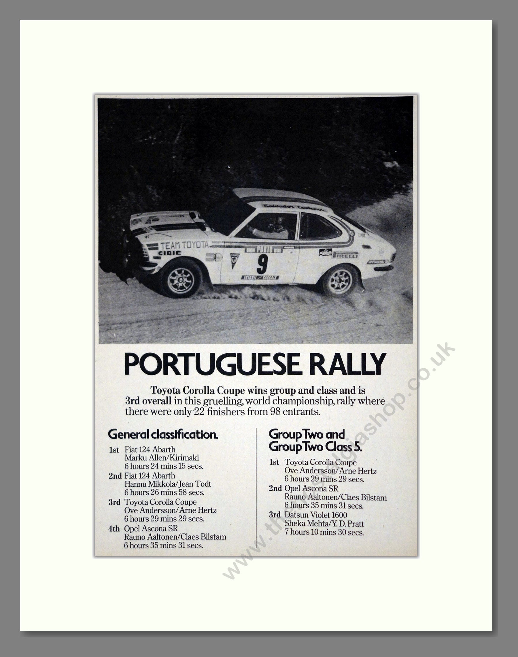 Toyota - Corolla Rally. Vintage Advert 1975 (ref AD61796)