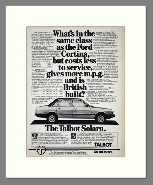 Talbot - Solara. Vintage Advert 1981 (ref AD61801)