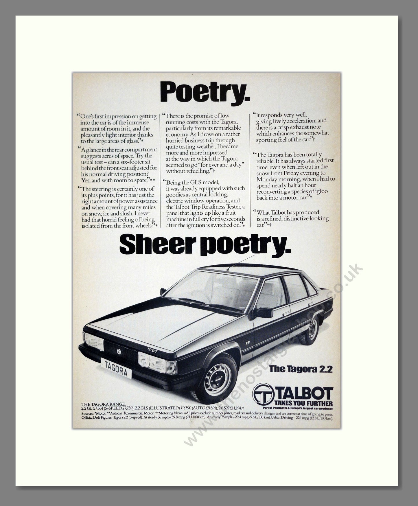 Talbot - Tagora. Vintage Advert 1982 (ref AD61807)