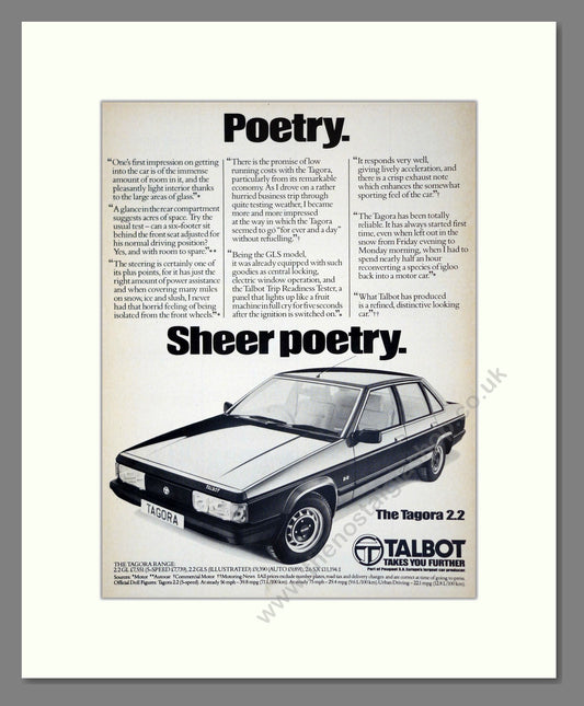 Talbot - Tagora. Vintage Advert 1982 (ref AD61807)